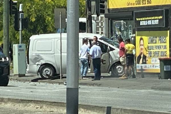 Van crashes through window of cleaning store in South Melbourne