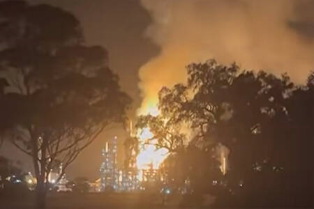 ‘Wall of fire’: Huge fire burning at oil refinery in Geelong
