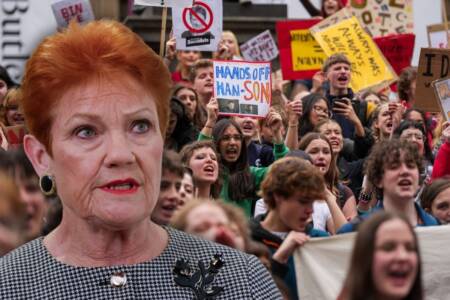 High school student fires up about Pauline Hanson at anti-One Nation protest