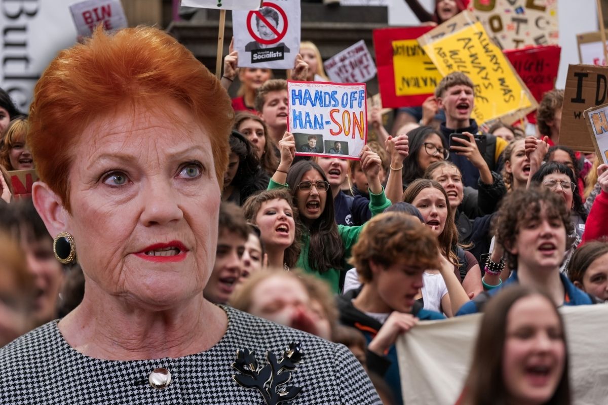 Article image for High school student fires up about Pauline Hanson at anti-One Nation protest