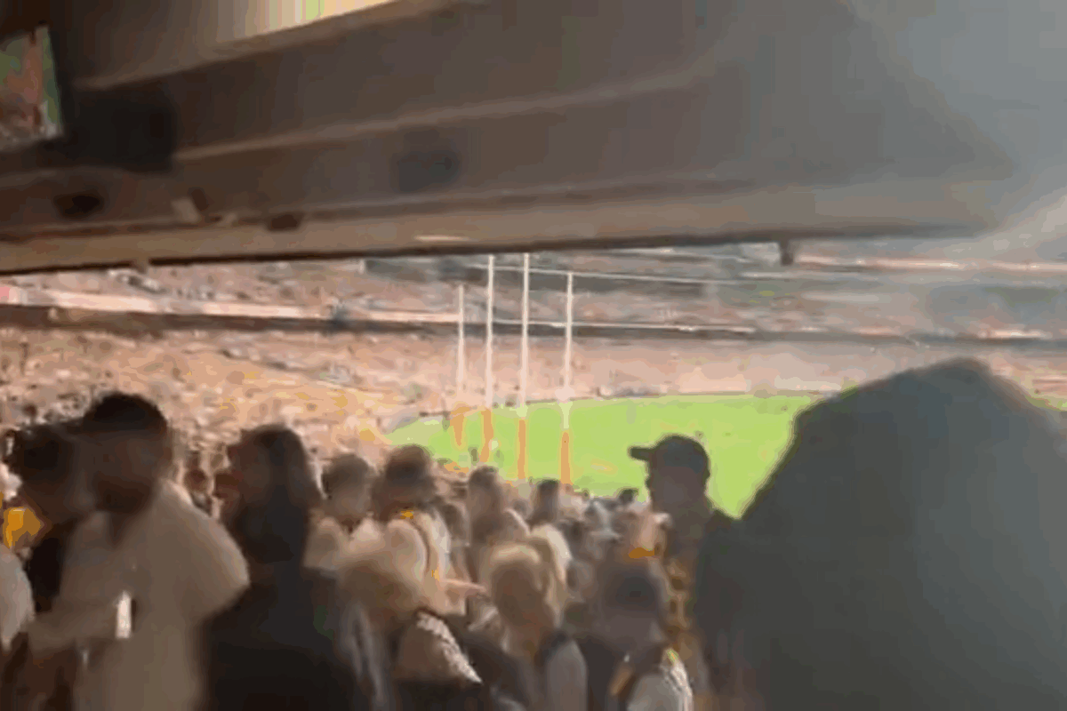 Article image for ‘Disgusting behaviour’: Angry Hawthorn fan throws plate of nachos at mother and eight-year-old son