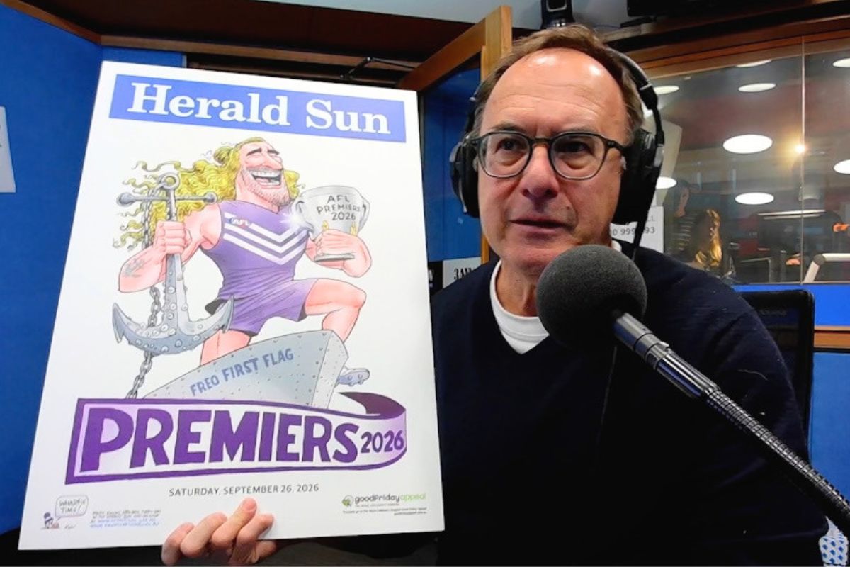 Article image for Cartoonist Mark Knight asked to redraw ‘uber-masculine’ AFL premiership poster